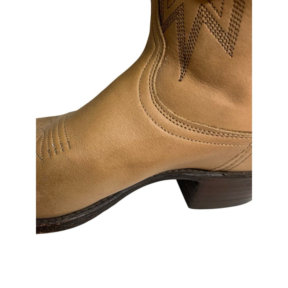 Dan Post Tan Brown Leather Pointed To Coastal Cowgirl Boots Whipstitch Aztec 6.5 - Picture 8 of 11